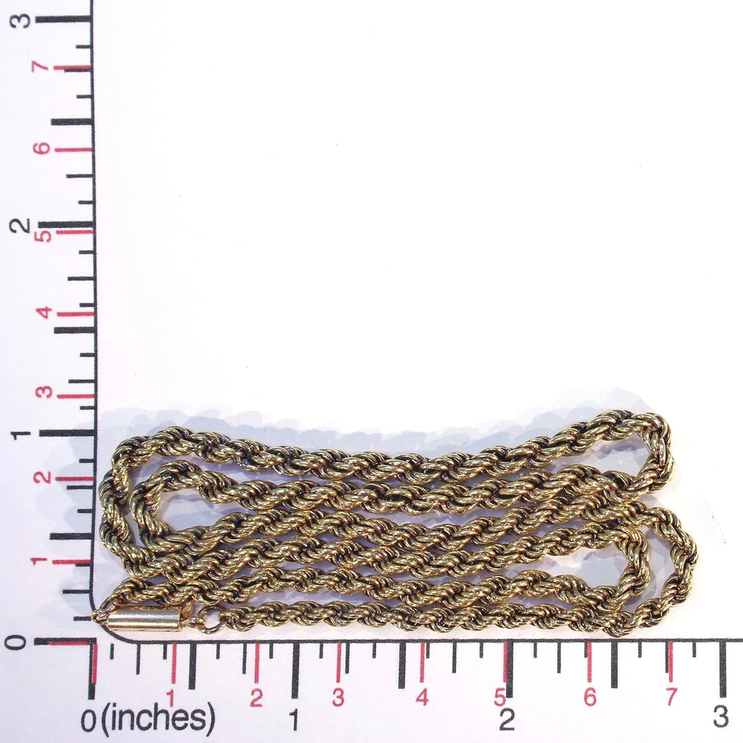 Victorian 17 inch Long Rope Chain 15k Gold Barrel Clasp