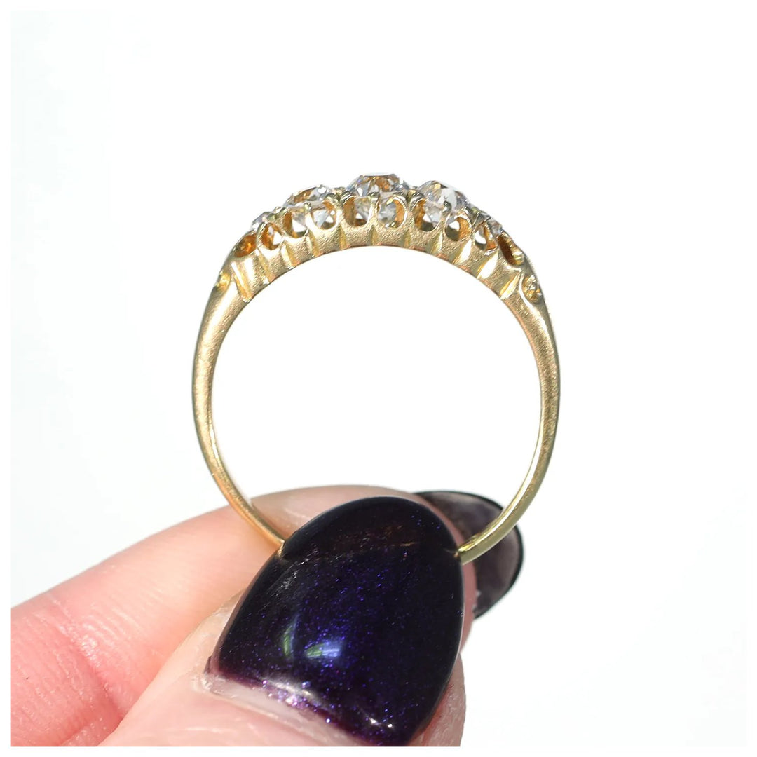 Victorian 5 Diamond Ring 18k Gold 1886