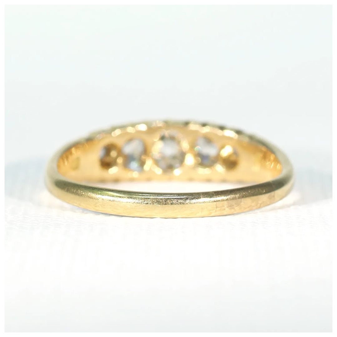 Victorian 5 Diamond Ring 18k Gold 1886