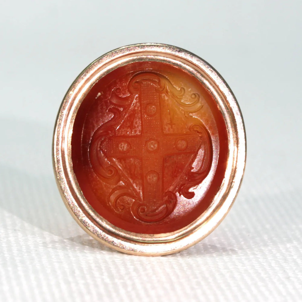 Victorian Armorial Carnelian Gold Seal Fob Pendant