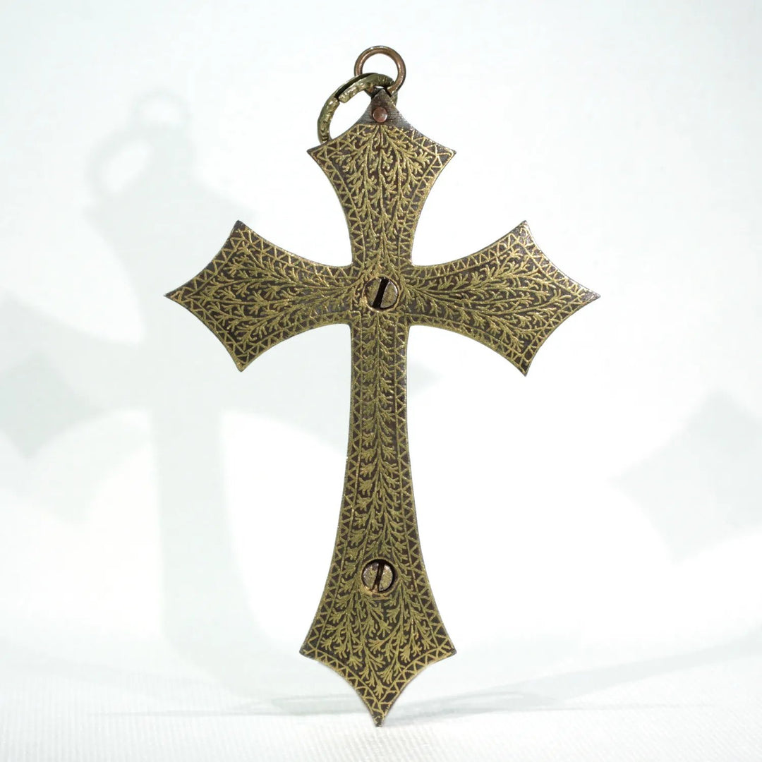 Victorian Colonial Indian Koftgari Cross Antique Pendant