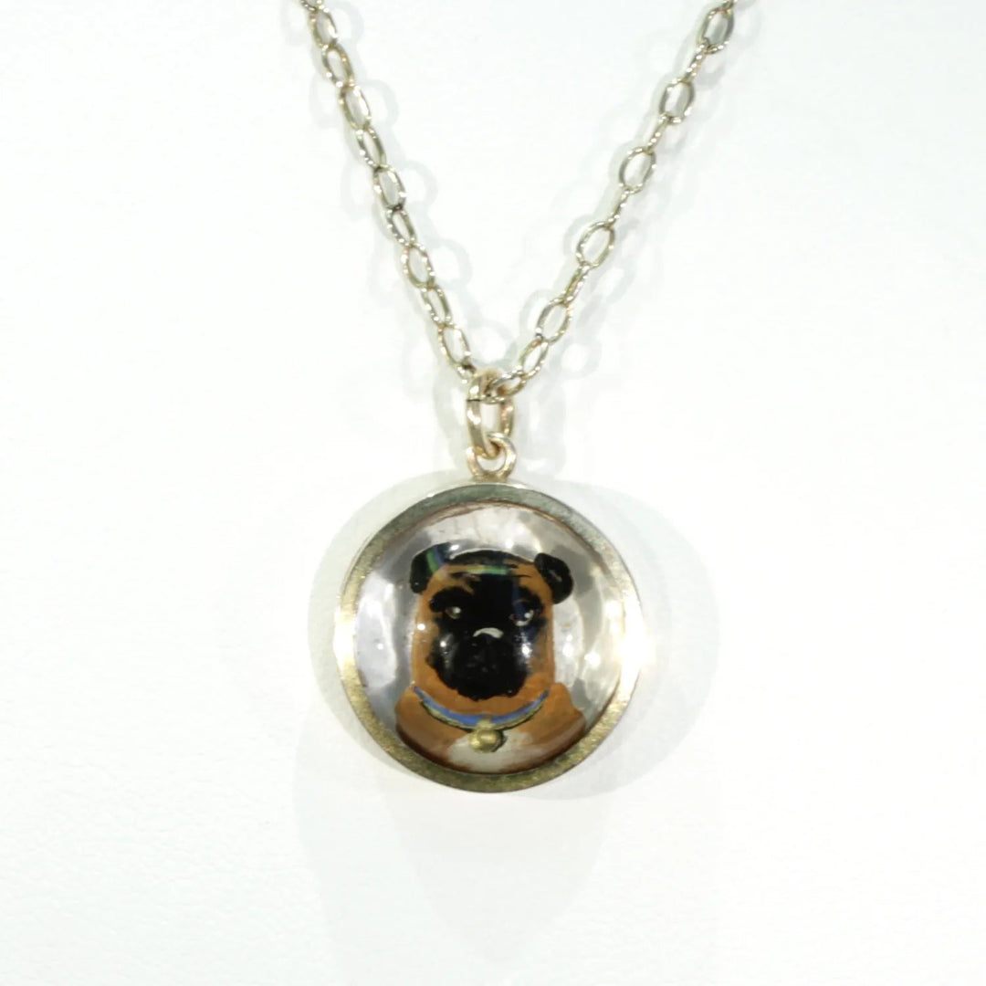 Victorian Essex Crystal Pug Dog Pendant