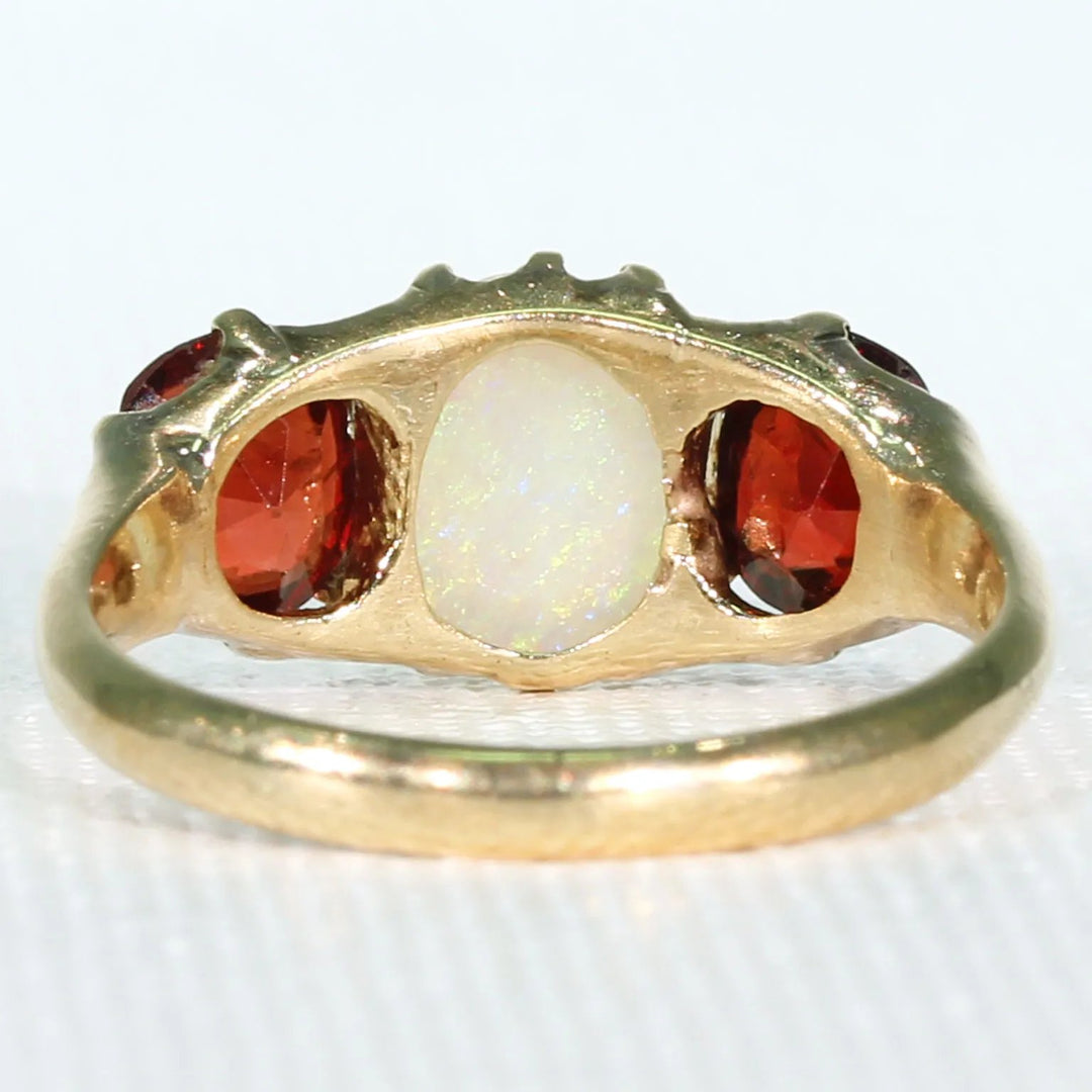 Victorian Garnet Opal Ring 18k Gold