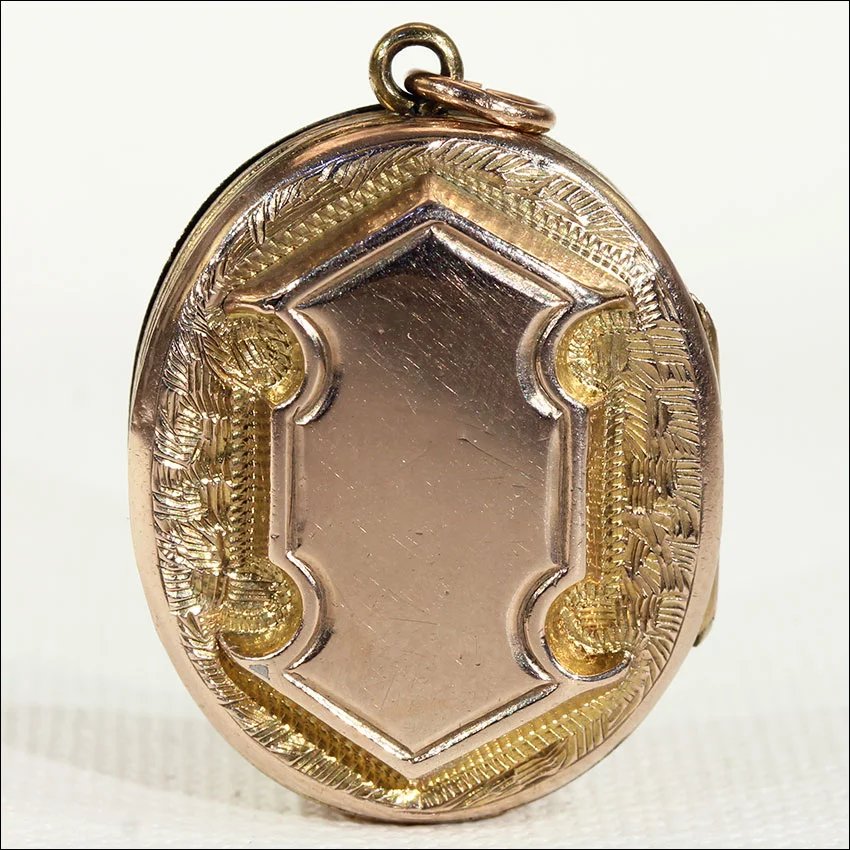 Victorian Garter and Shield Gold Locket