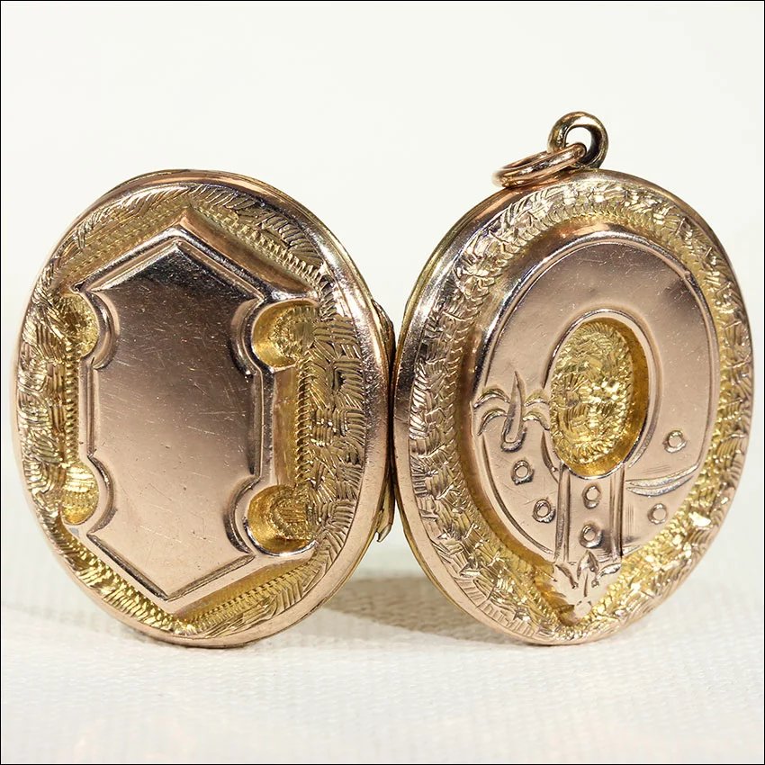 Victorian Garter and Shield Gold Locket