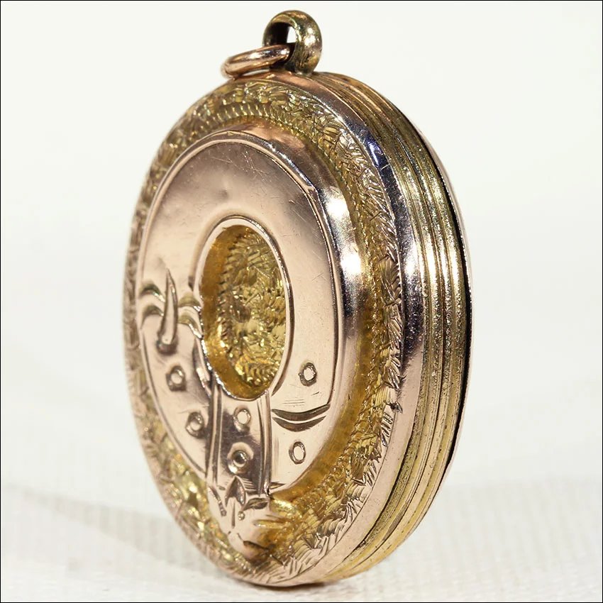 Victorian Garter and Shield Gold Locket