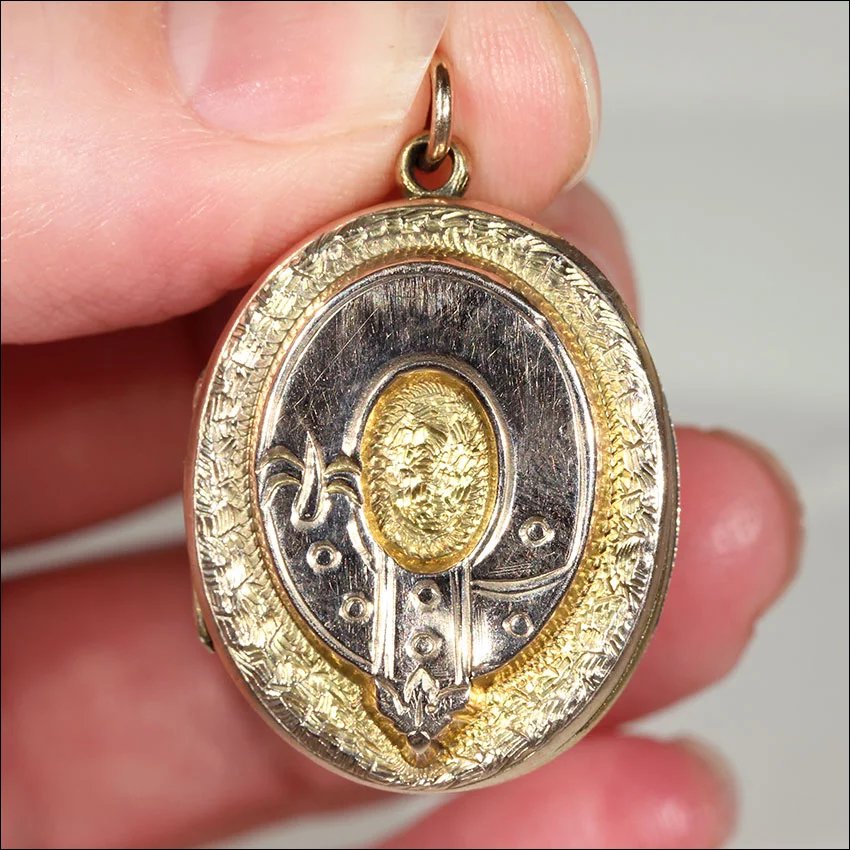 Victorian Garter and Shield Gold Locket