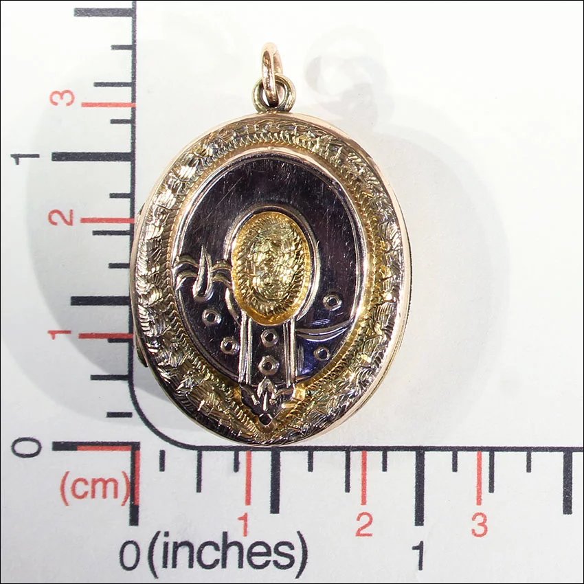 Victorian Garter and Shield Gold Locket