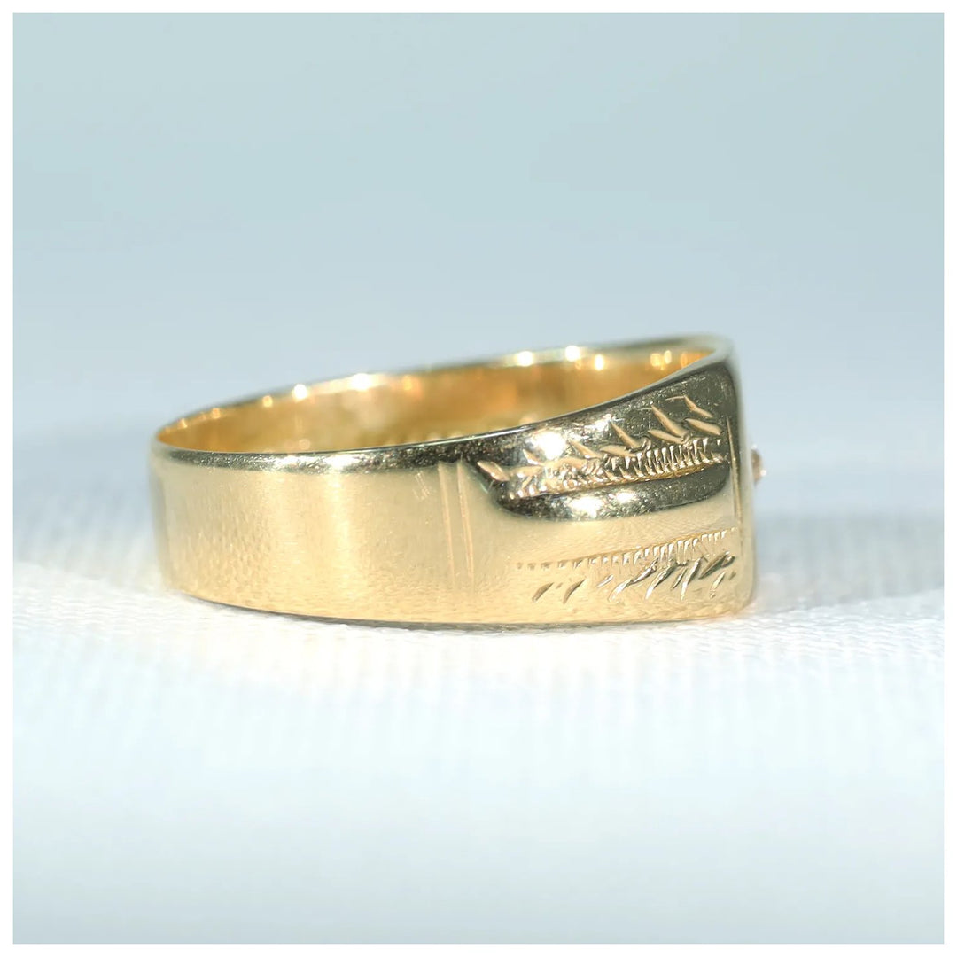 Victorian Gentleman's Diamond Ring 18k Gold 1865