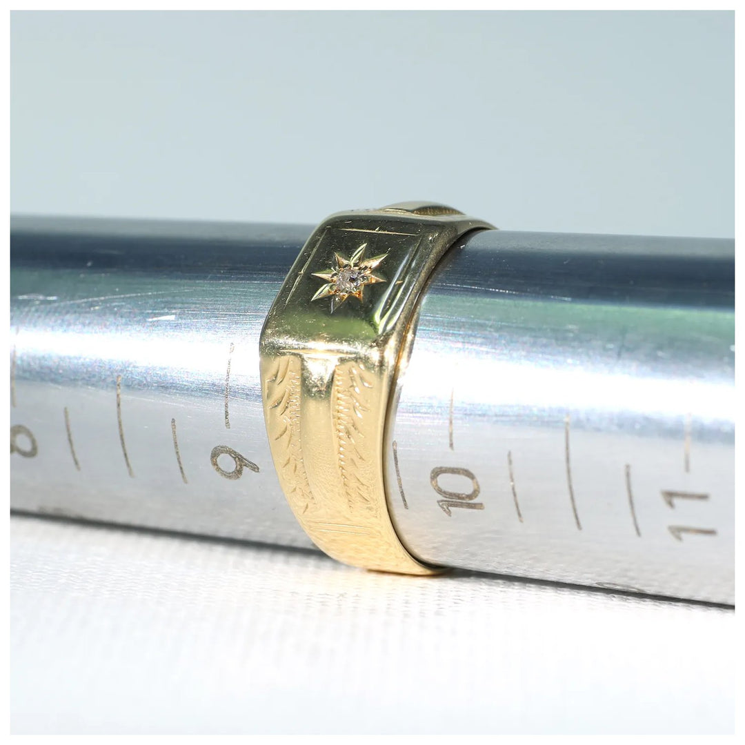 Victorian Gentleman's Diamond Ring 18k Gold 1865