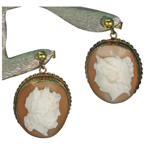 Victorian Gold Cameo Earrings Man and Woman