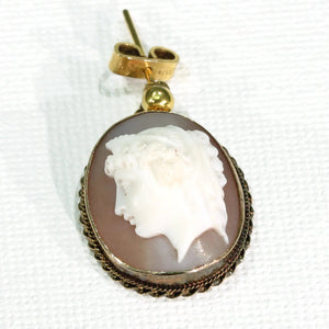 Victorian Gold Cameo Earrings Man and Woman