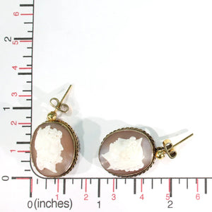 Victorian Gold Cameo Earrings Man and Woman