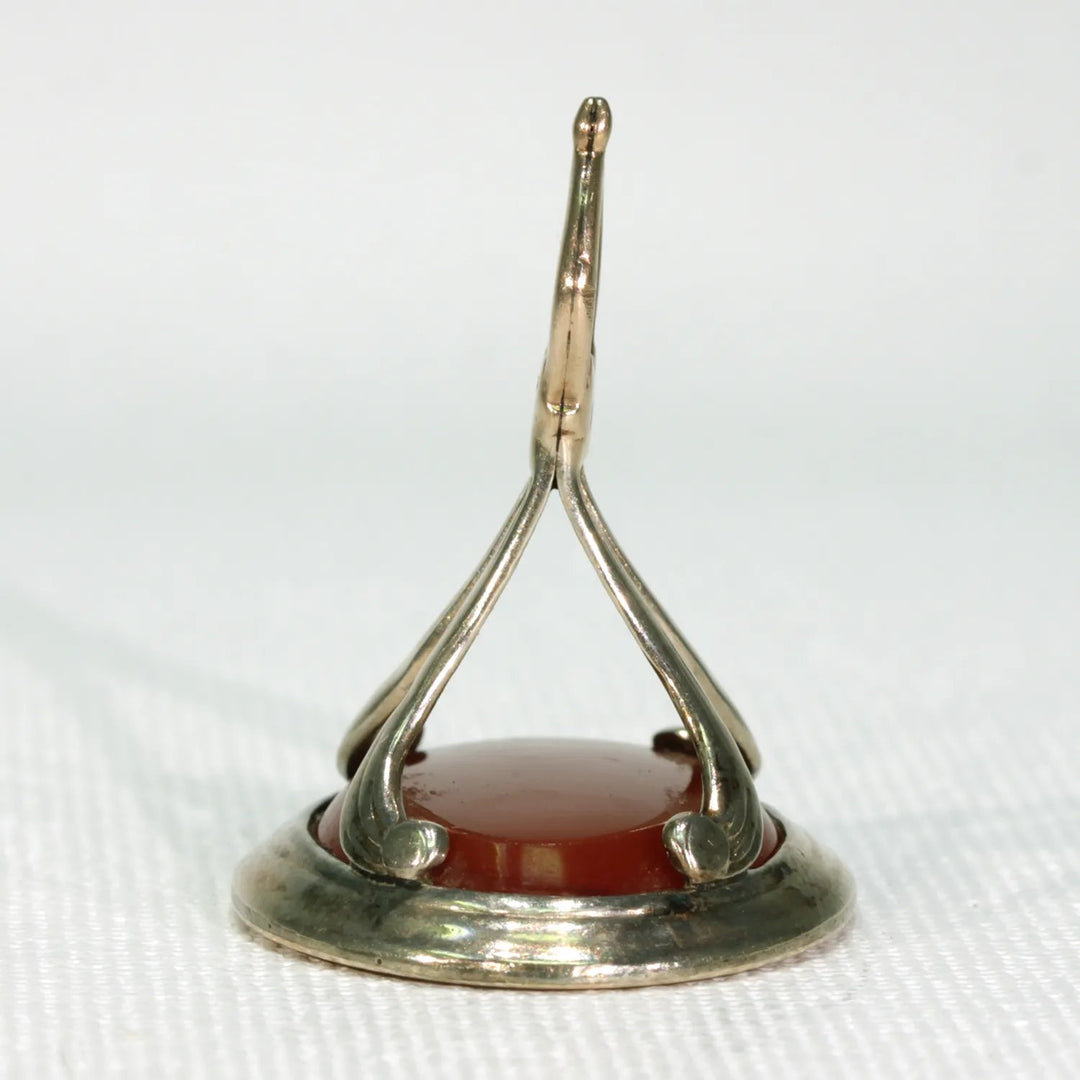 Victorian Gold Carnelian Armorial Seal Fob Pendant 9k Gold
