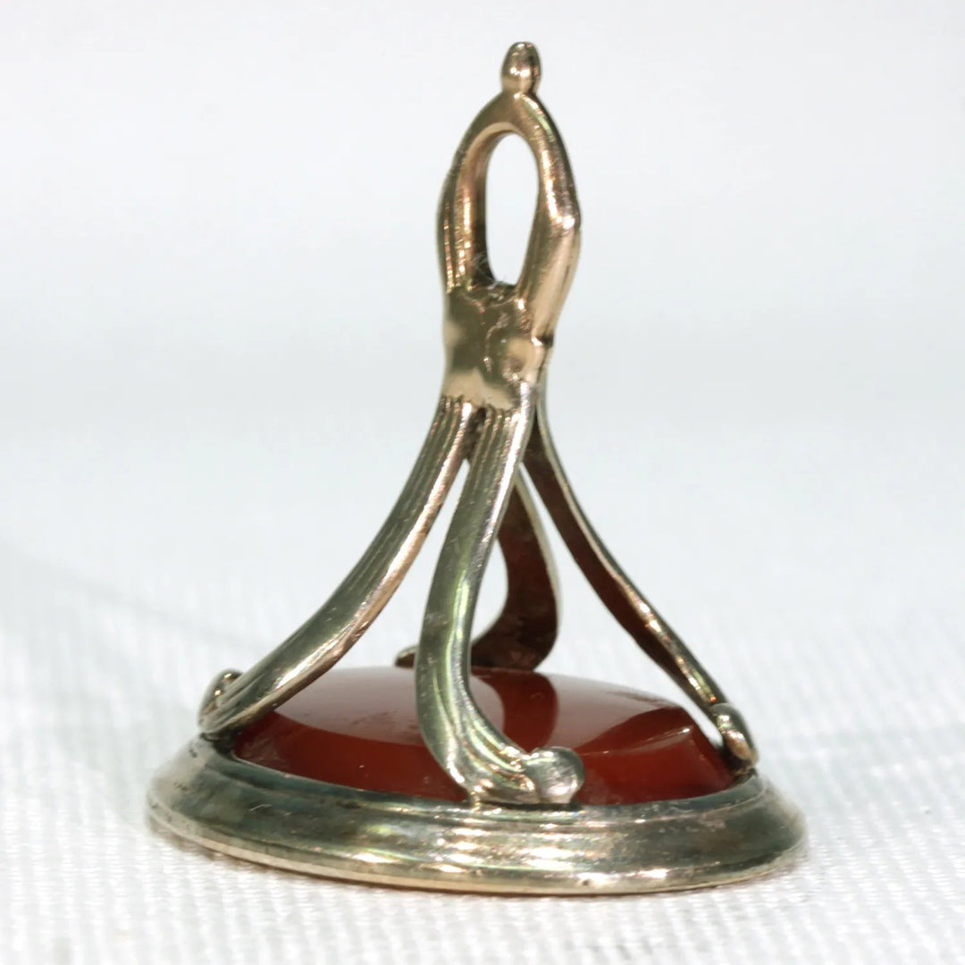 Victorian Gold Carnelian Armorial Seal Fob Pendant 9k Gold