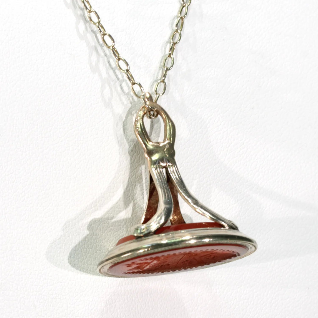 Victorian Gold Carnelian Armorial Seal Fob Pendant 9k Gold