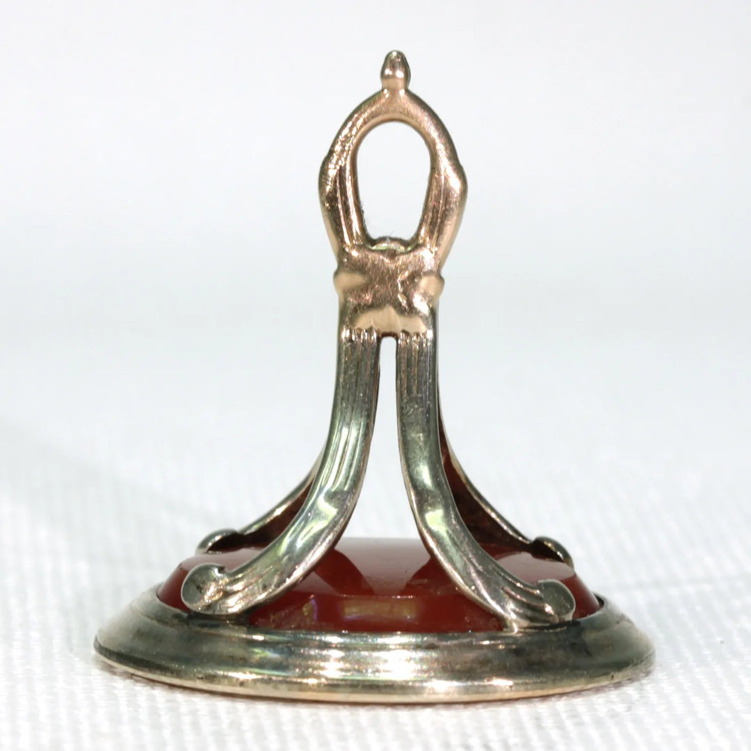 Victorian Gold Carnelian Armorial Seal Fob Pendant 9k Gold