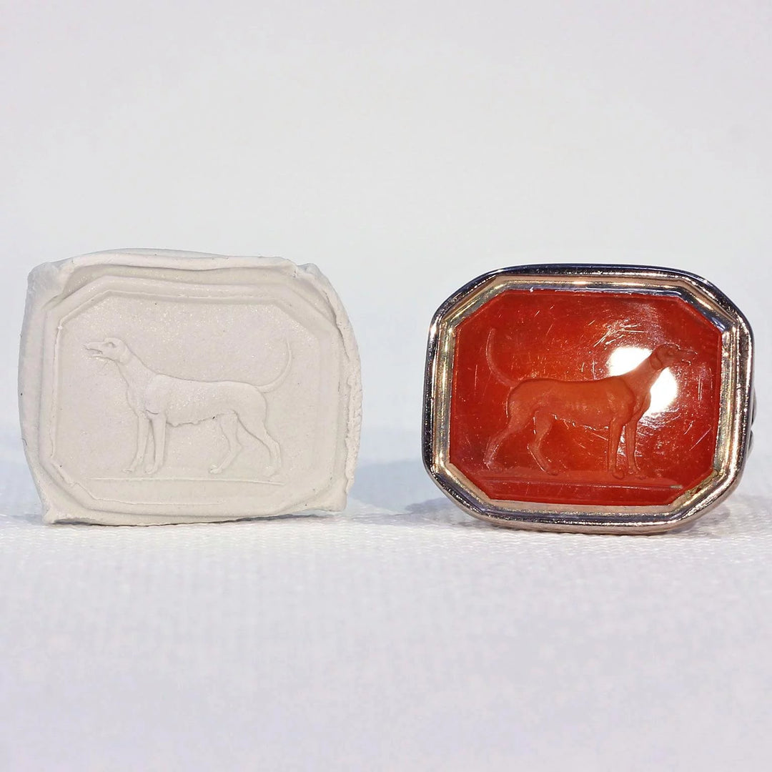 Victorian Gold Carnelian Carved Dog Fob Pendant