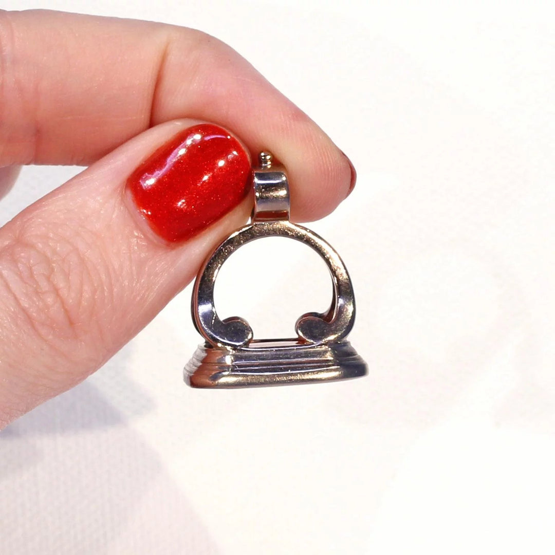 Victorian Gold Carnelian Carved Dog Fob Pendant