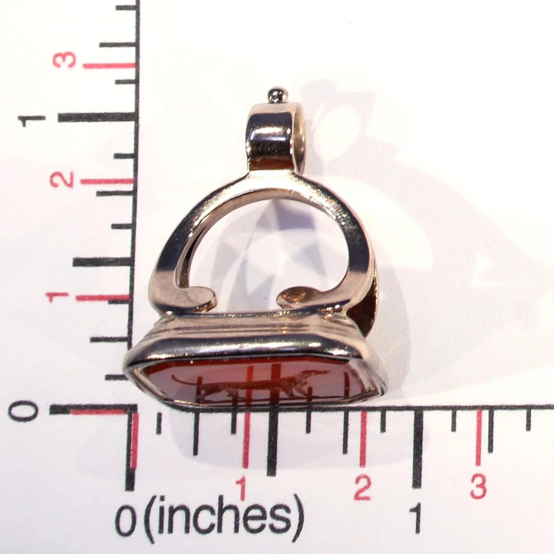 Victorian Gold Carnelian Carved Dog Fob Pendant
