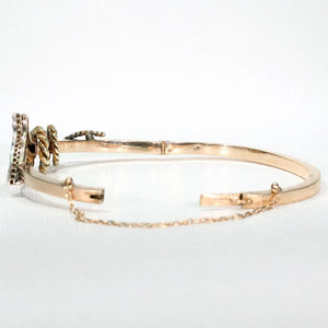 Victorian Gold Diamond Crop Bangle Bracelet Silver Set