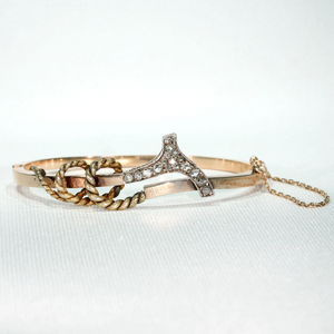 Victorian Gold Diamond Crop Bangle Bracelet Silver Set