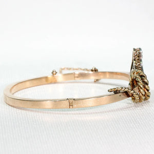 Victorian Gold Diamond Crop Bangle Bracelet Silver Set