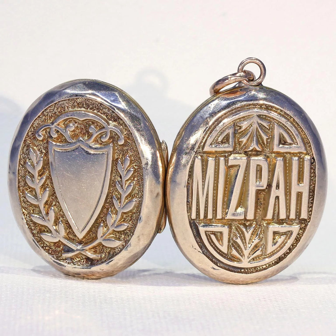 Victorian Gold Mizpah Locket Pendant
