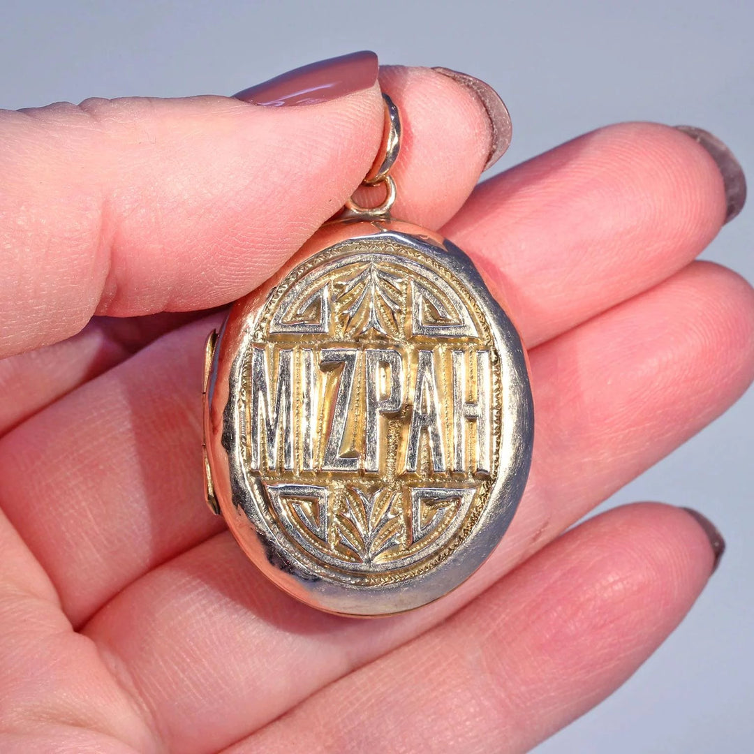 Victorian Gold Mizpah Locket Pendant