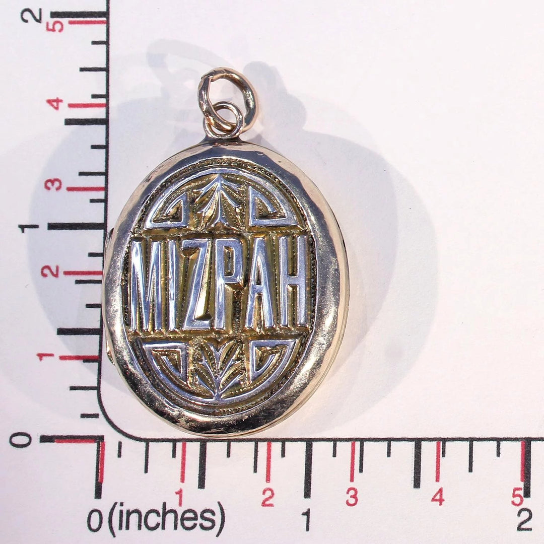 Victorian Gold Mizpah Locket Pendant