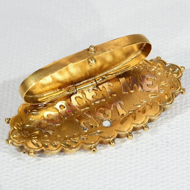 Victorian Hidden Message Brooch Pin 'Forget Me Not'