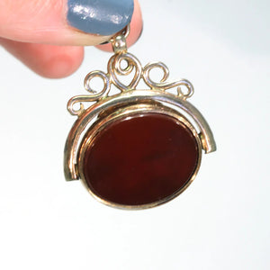 Victorian Locket Flip Fob Carnelian Pendant