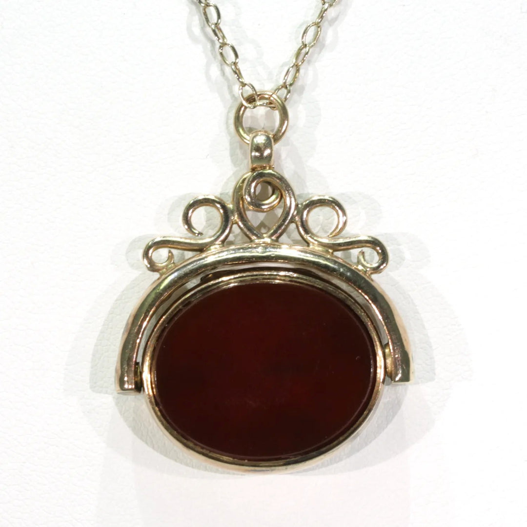 Victorian Locket Flip Fob Carnelian Pendant