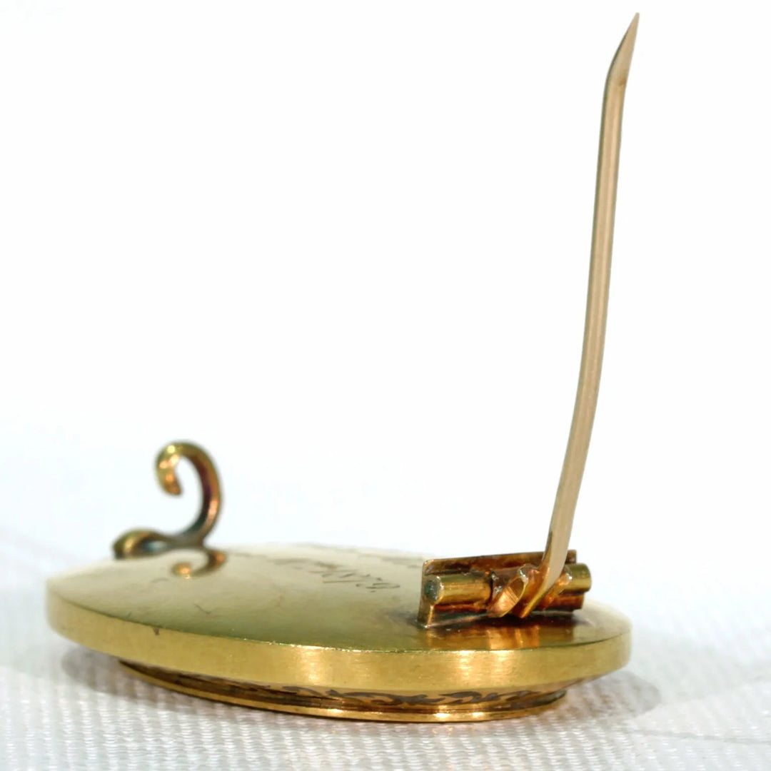 Victorian Memorial Enamel Gold Brooch Pin Inscribed 1879 'Dear Helen'