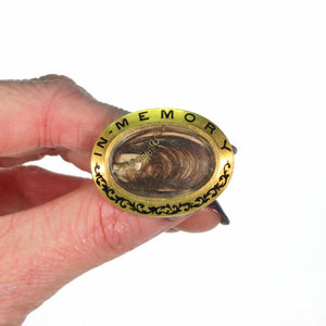 Victorian Memorial Enamel Gold Brooch Pin Inscribed 1879 'Dear Helen'