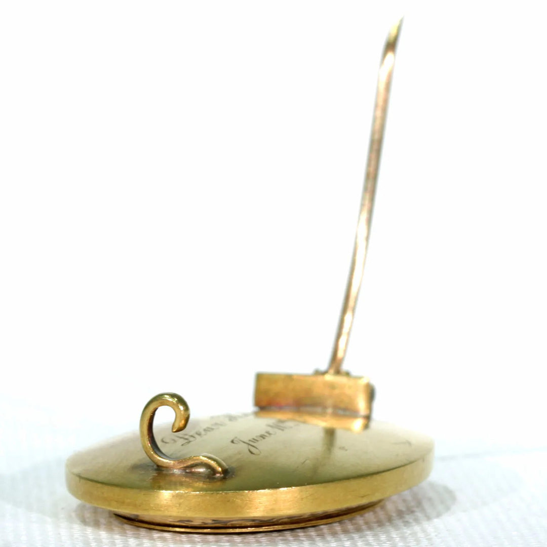 Victorian Memorial Enamel Gold Brooch Pin Inscribed 1879 'Dear Helen'
