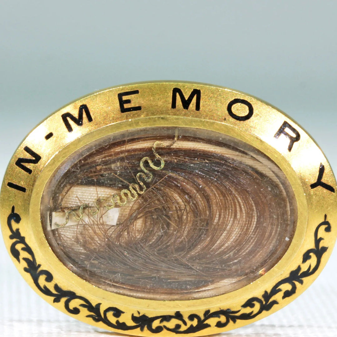 Victorian Memorial Enamel Gold Brooch Pin Inscribed 1879 'Dear Helen'