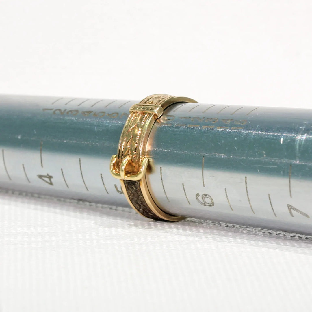 Victorian Memorial Hair Buckle Ring 15k Gold