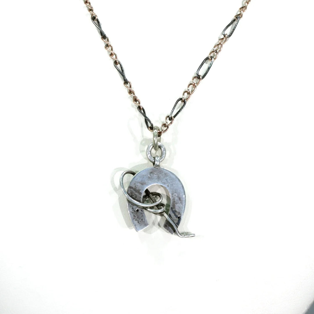 Victorian Niello Horseshoe Crop Necklace Niello Chain