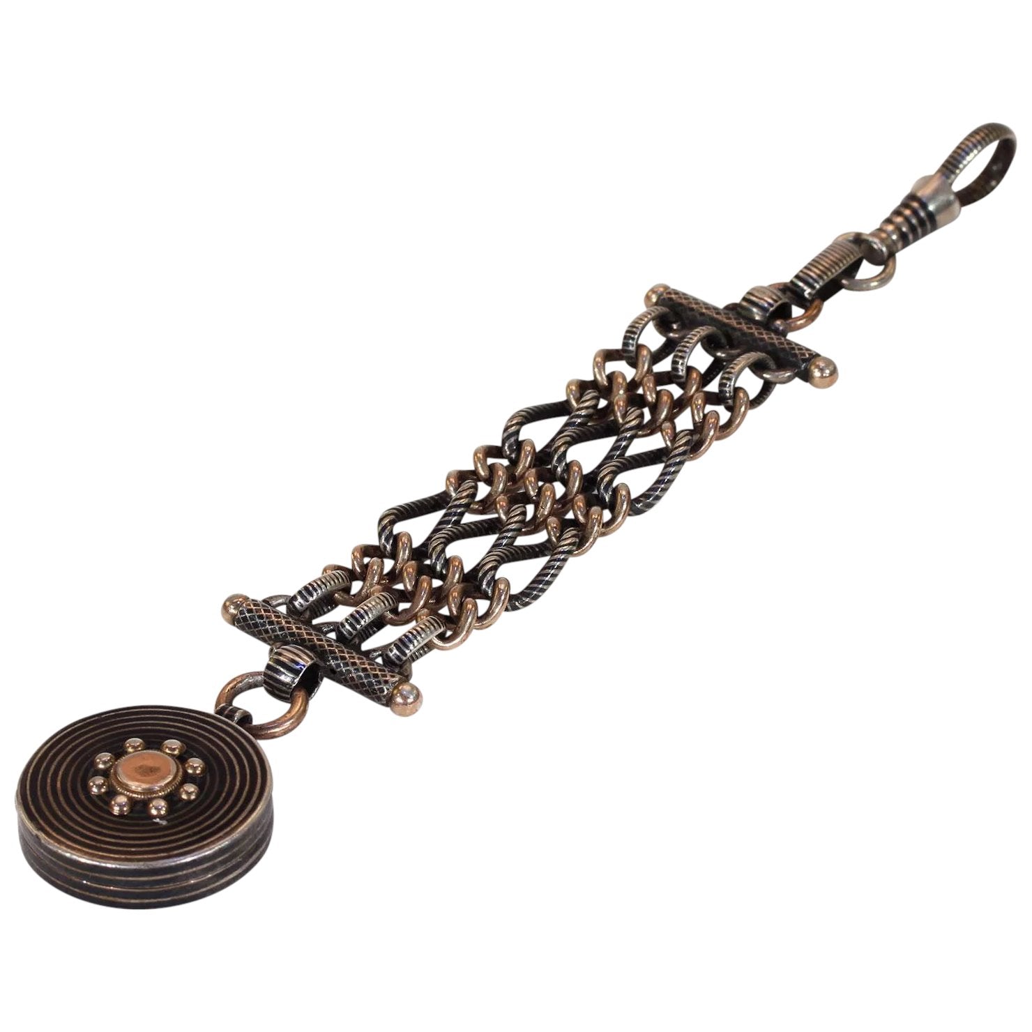 Victorian Niello Watch Fob with Locket - Main Image