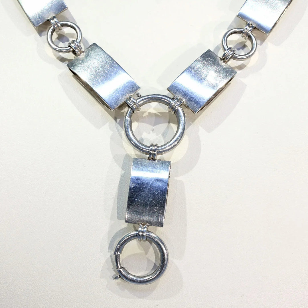 Victorian Repousséd Floral Collar Necklace in Sterling Silver