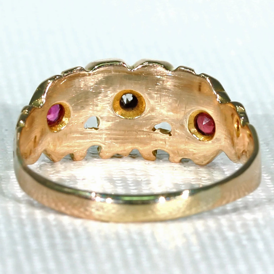 Victorian Ruby Diamond Heart Ring Gold