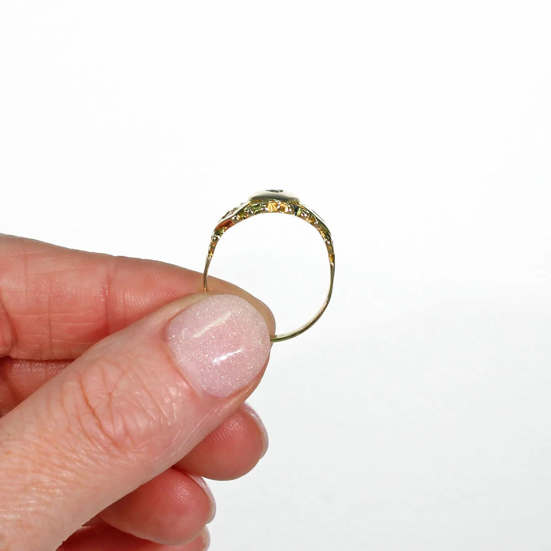 Victorian Ruby Diamond Heart Ring Gold