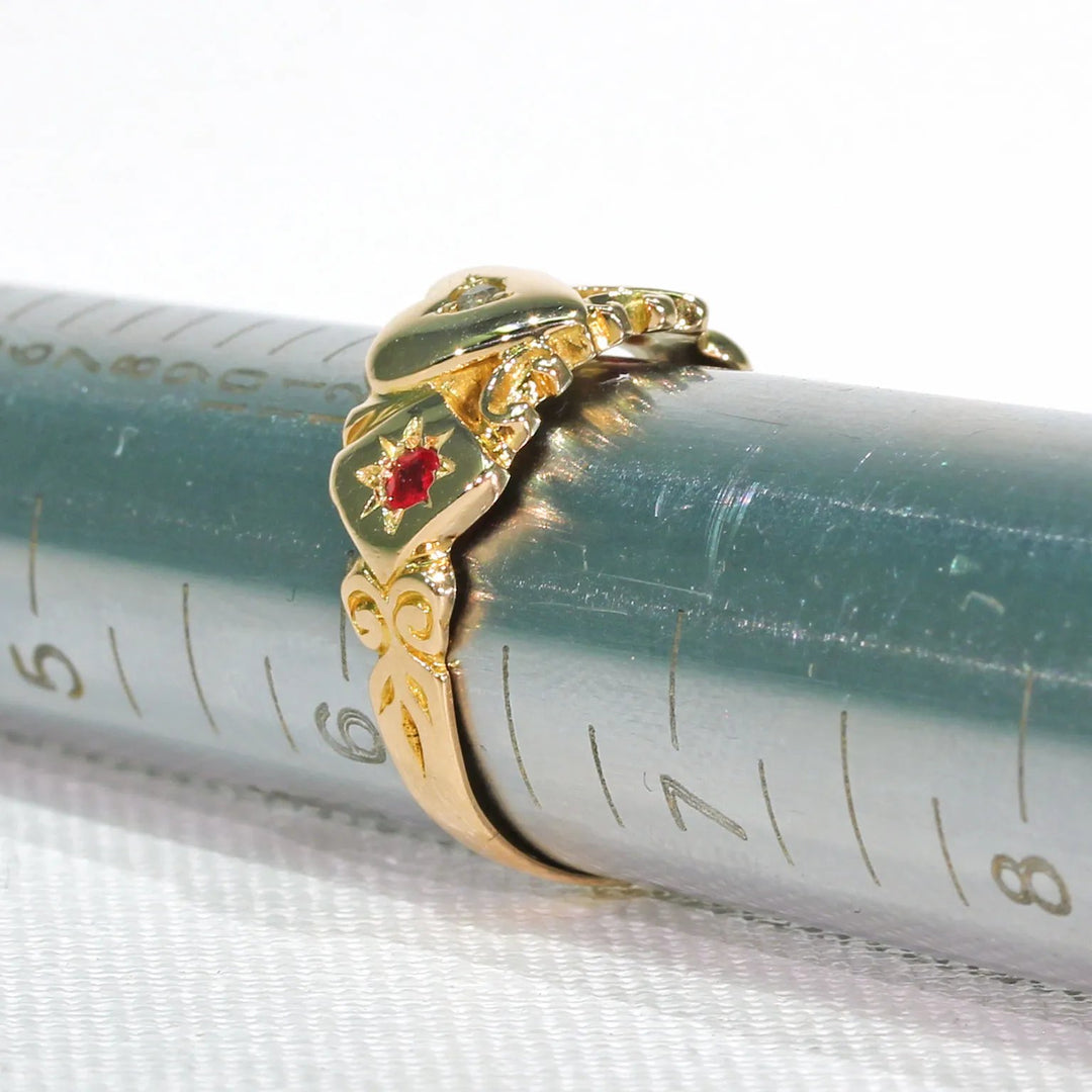 Victorian Ruby Diamond Heart Ring Gold