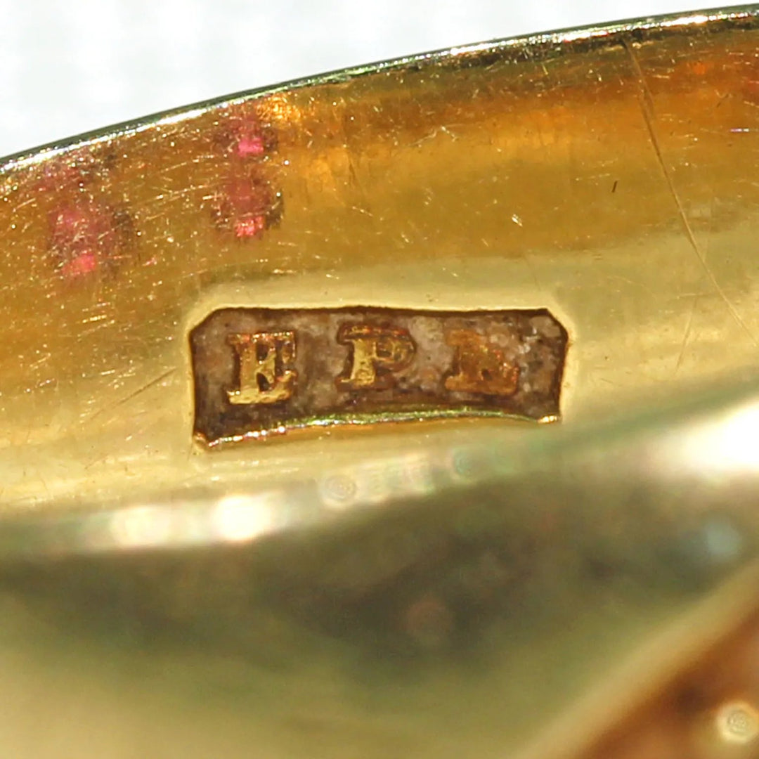 Victorian Ruby & Pearl Band 18K, Inscribed "A to B"