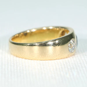 Victorian Sapphire Diamond Gentlemans Gypsy Ring 18k Gold