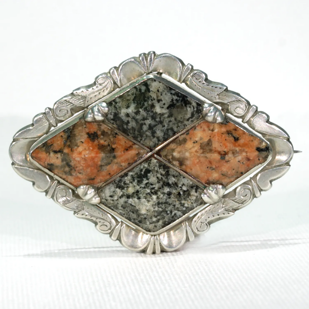 Victorian Scottish Granite Silver Brooch Dated 1867
