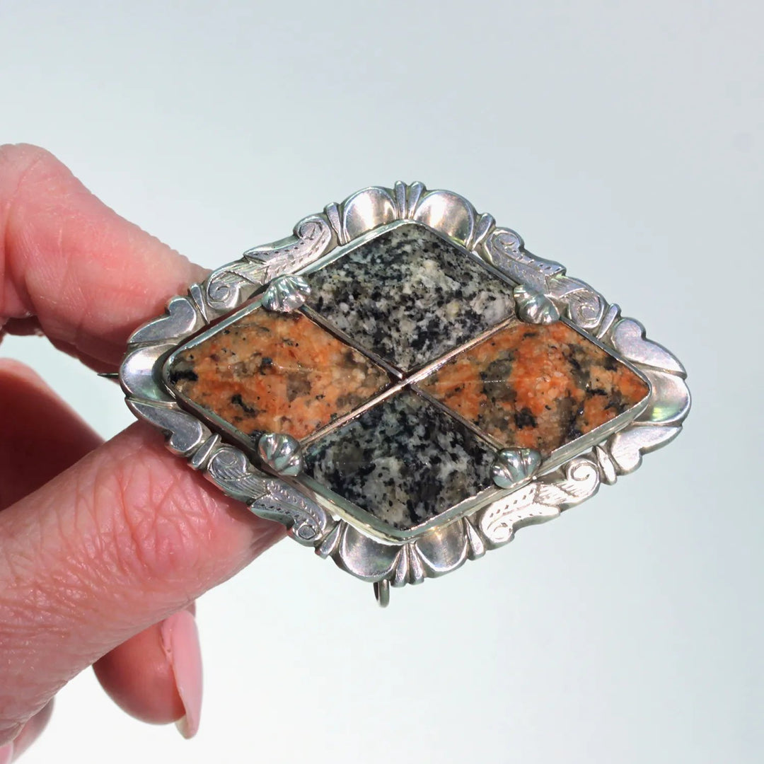 Victorian Scottish Granite Silver Brooch Dated 1867