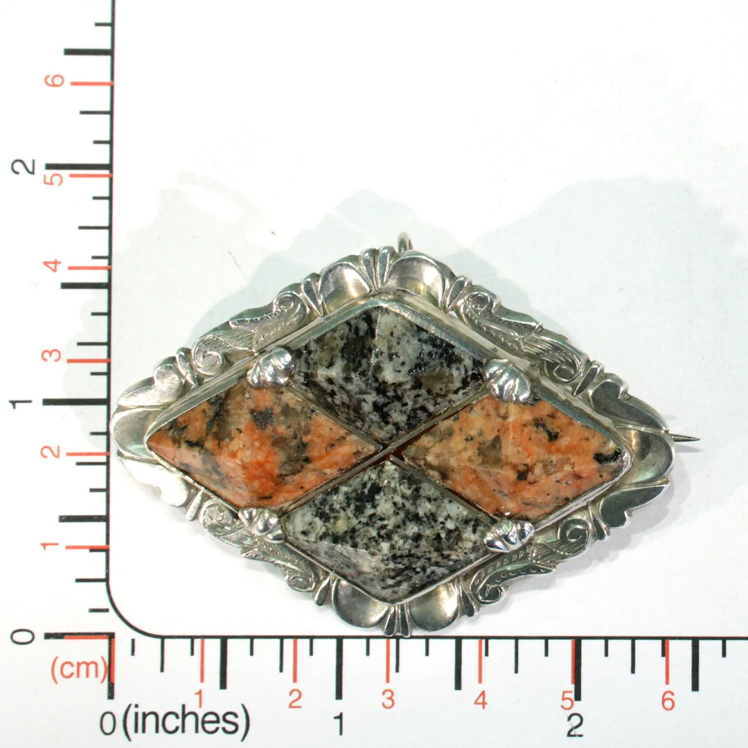 Victorian Scottish Granite Silver Brooch Dated 1867
