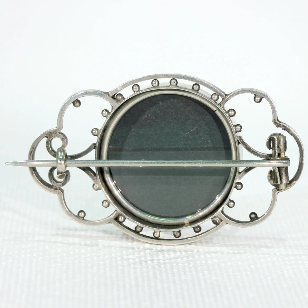Victorian Silver Enamel Flowers Brooch Pin Daffodil